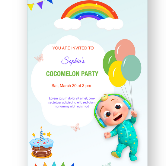 Cocomelon themed birthday invite